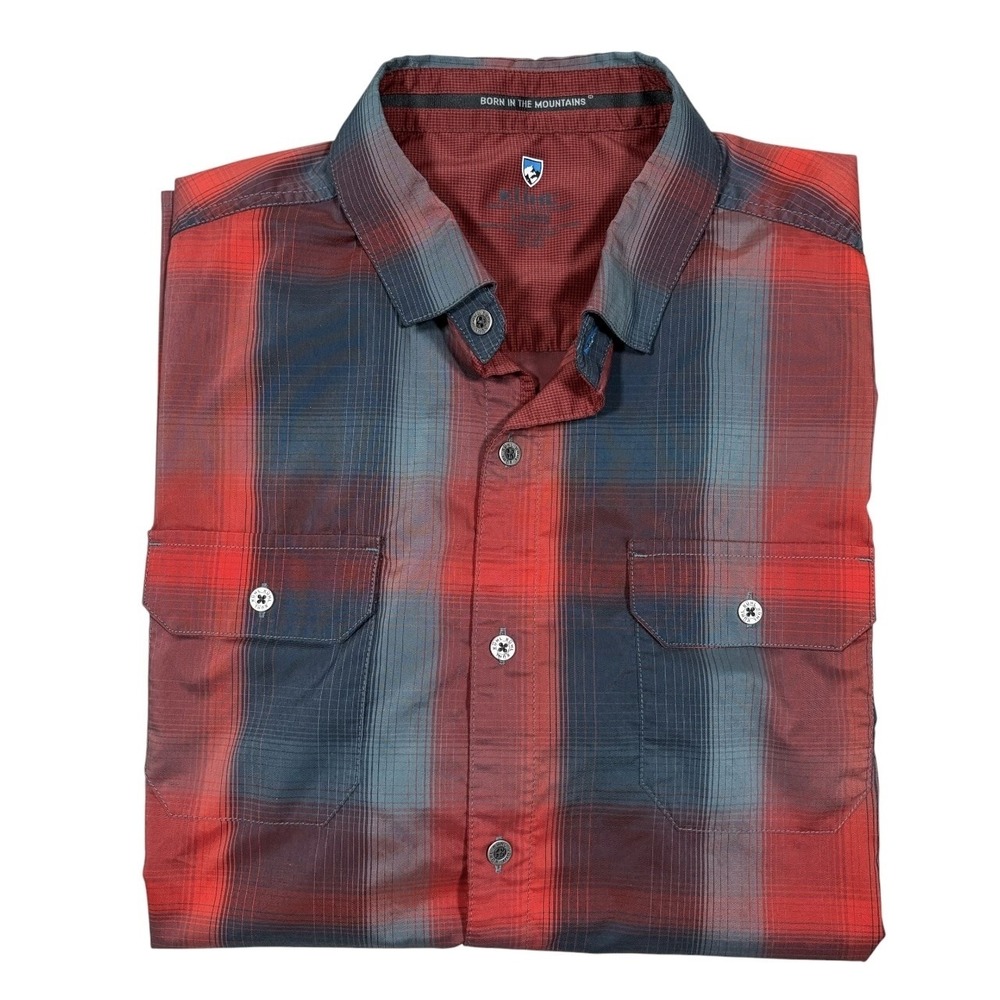 Kuhl Response Shirt Mens Large Plaid Lightweight Short Sleeve Button Up Hiking - Picture 6 of 13